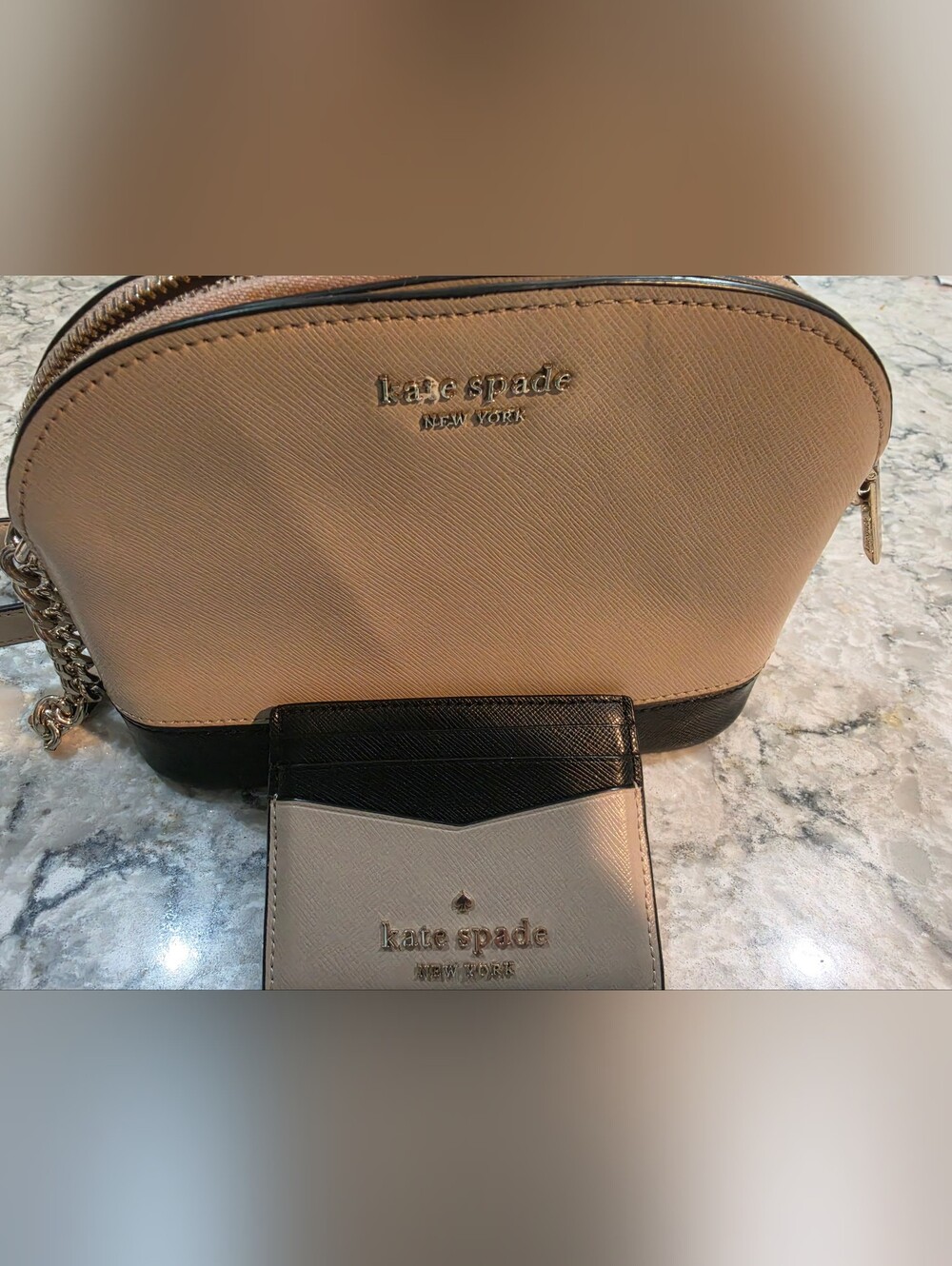 Kate Spade Beige and Black Crossbody Bag/ Card Wallet